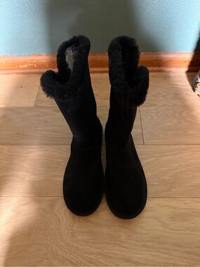 Koolaburra by UGG Black Suede Faux Fur Mid-Calf Women's Boots